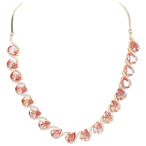 Exquisite Handcrafted CZ Necklace Set - A Stunning and Eye-Catching Jewelry Piece