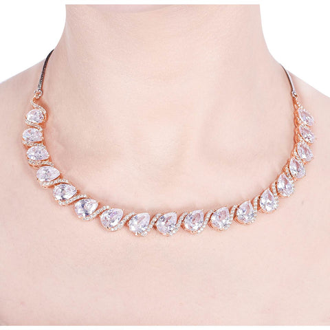Gleaming Handcrafted CZ Necklace Set - An Opulent and Glamorous Jewelry Piece