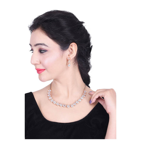 Gleaming Handcrafted CZ Necklace Set - An Opulent and Glamorous Jewelry Piece