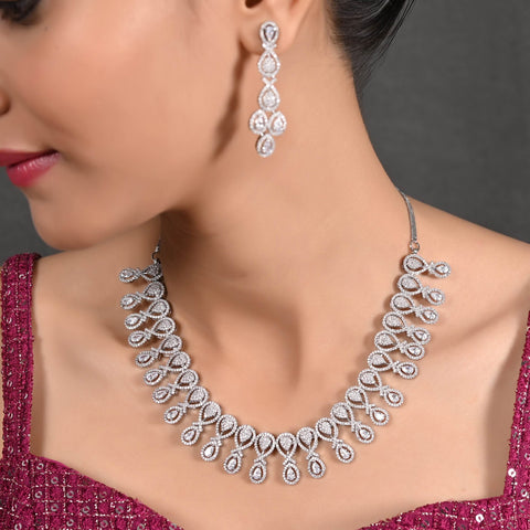 Sparkling Brilliance: Handcrafted CZ Necklace Set for the Dazzling Woman