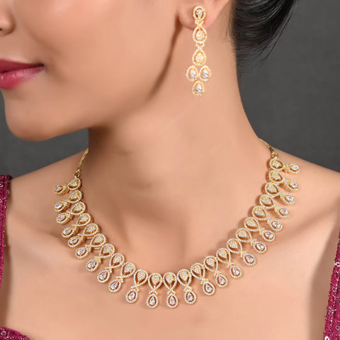 Shimmering Splendor: Handcrafted CZ Necklace Set for Women