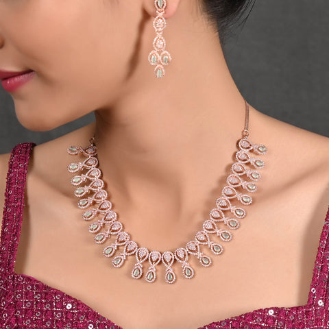Radiant Glow: Handmade CZ Necklace Set for the Glamorous Woman
