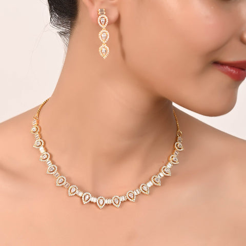 Flawlessly Handcrafted CZ Necklace Set for the Ultimate Glam Look
