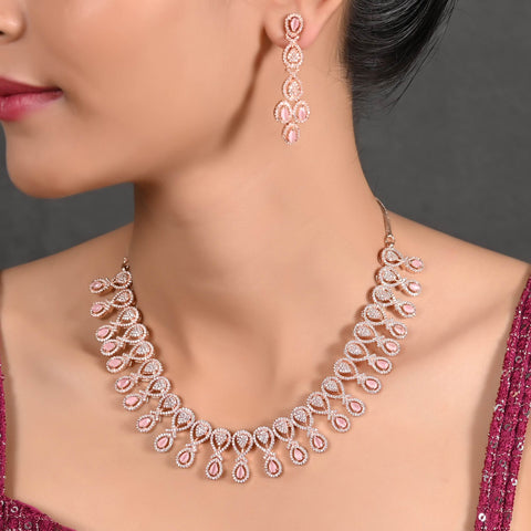 Divine Charm: A Handcrafted CZ Necklace Set for the Stylish Woman
