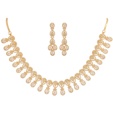 Shimmering Splendor: Handcrafted CZ Necklace Set for Women