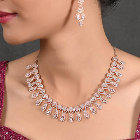 Intricate Elegance: A Handcrafted CZ Necklace Set for the Modern Woman