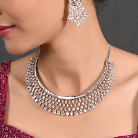 Dazzle in Style: CZ Necklace Set with Handcrafted Perfection