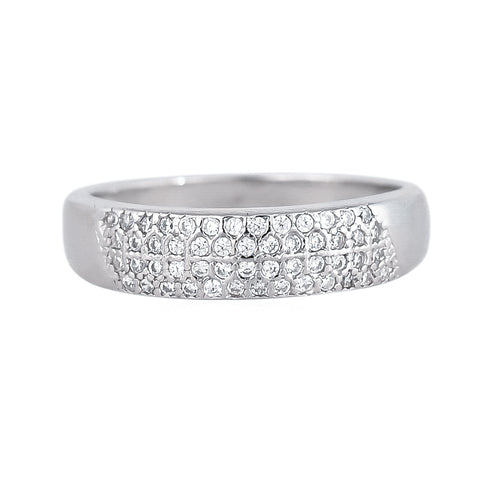 92.5 Silver Rhodium Plated Swiss Zirconia White Band Ring