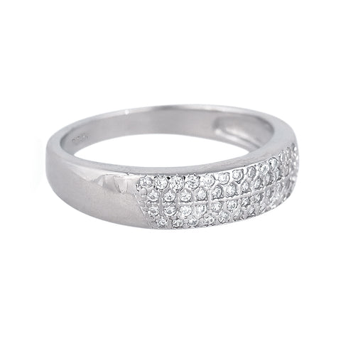 92.5 Silver Rhodium Plated Swiss Zirconia White Band Ring