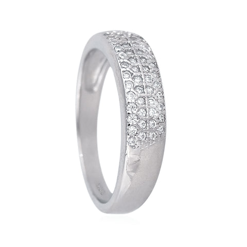 92.5 Silver Rhodium Plated Swiss Zirconia White Band Ring