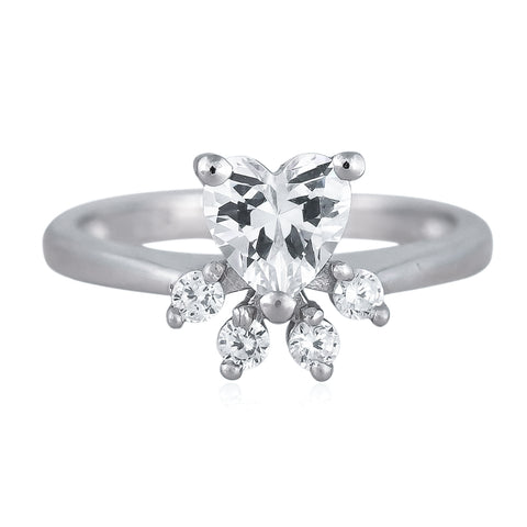 92.5 Silver Rhodium Plated Swiss Zirconia White Paw Ring