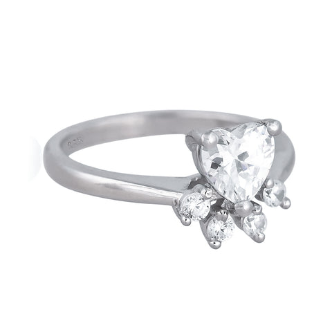 92.5 Silver Rhodium Plated Swiss Zirconia White Paw Ring