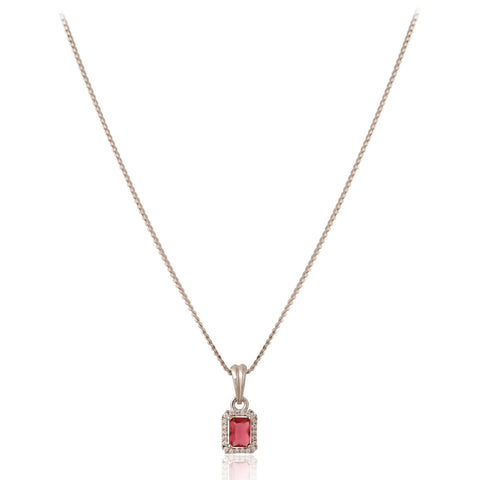 925 Sterling Silver Solitaire Rectangular Set With Chain and Earring