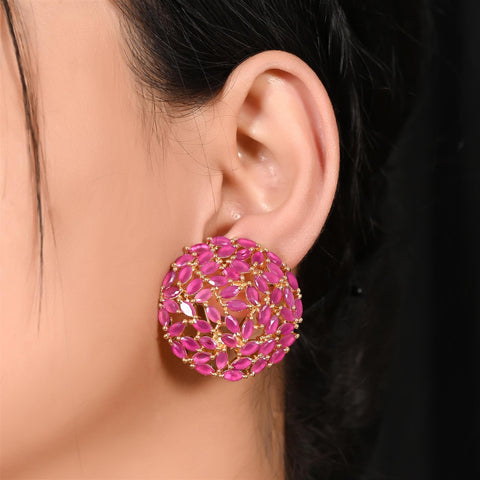 Sparkle and Shine with Our Exclusive CZ Stud Red Earrings for Women