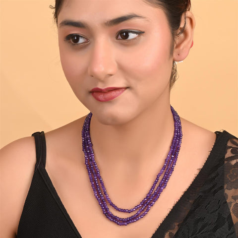Semi-Precious Amethyst Beads Necklace for Women