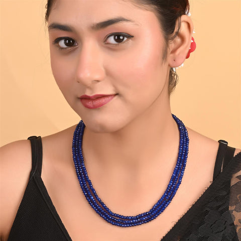 Semi-Precious Blue Beads Necklace for Women