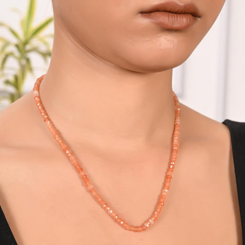 Handmade Semi-Precious Orange Beads Mala for Women