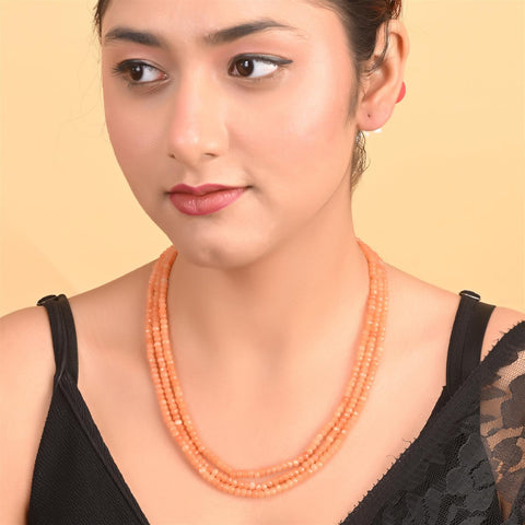 Handmade Semi-Precious Orange Beads Mala for Women