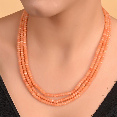 Handmade Semi-Precious Orange Beads Mala for Women