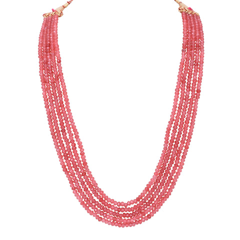 Semi-Precious Pink Beads Necklace for Women