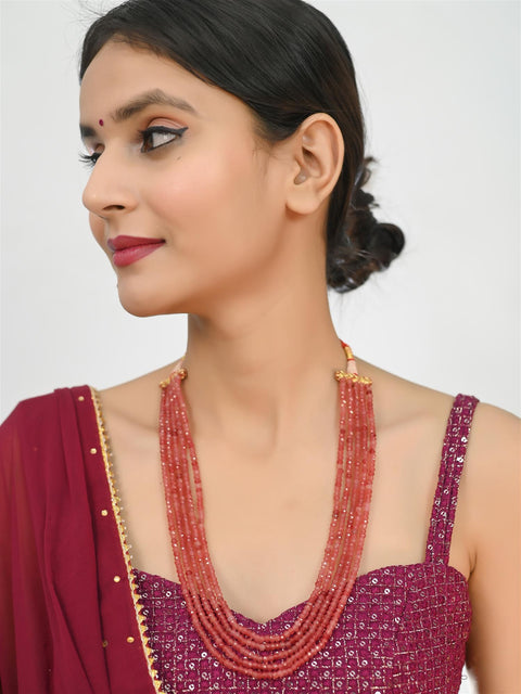 Semi-Precious Pink Beads Necklace for Women