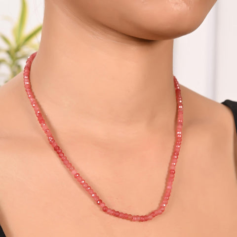 Semi-Precious Pink Beads Necklace for Women