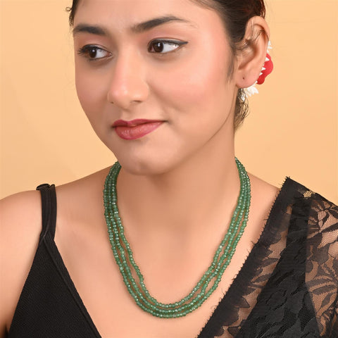 Semi-Precious Green Beads Necklace for Women