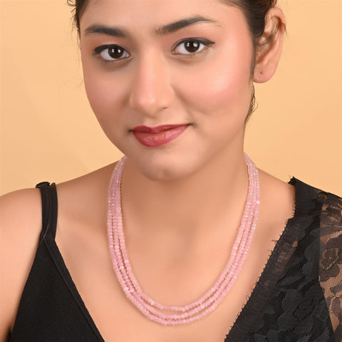Semi-Precious Pink Beads Necklace for Women