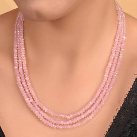 Semi-Precious Pink Beads Necklace for Women