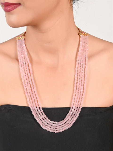 Semi-Precious Pink Beads Necklace for Women