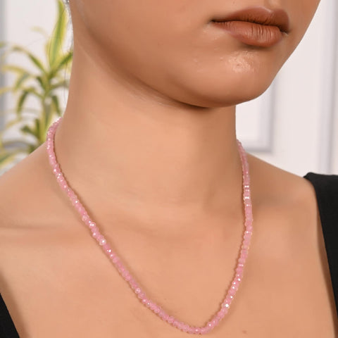 Semi-Precious Pink Beads Necklace for Women