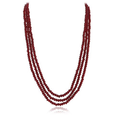 Semi-Precious Ruby Coloured Beads Mala for Women
