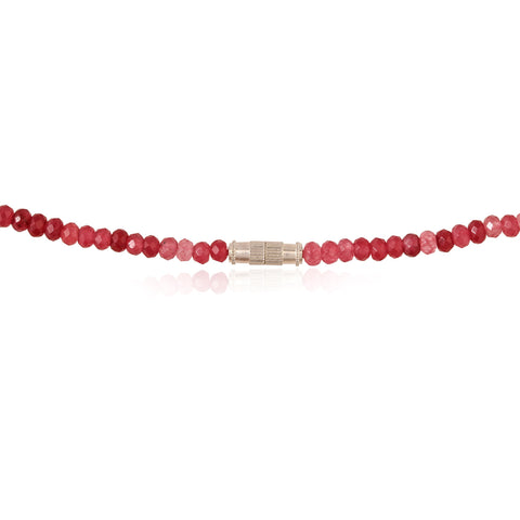 Radiant and Alluring: Semi-Precious Magenta Rani Beads Necklace for Women
