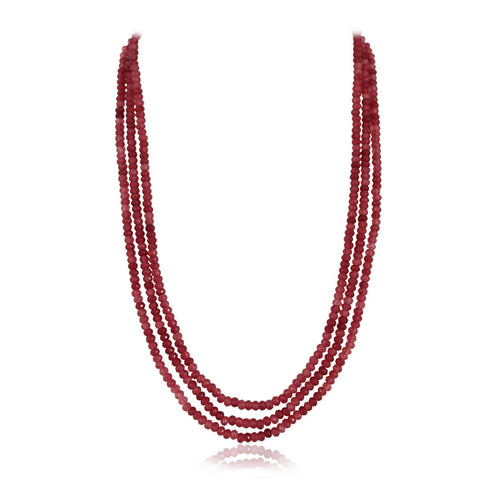 Radiant and Alluring: Semi-Precious Magenta Rani Beads Necklace for Women
