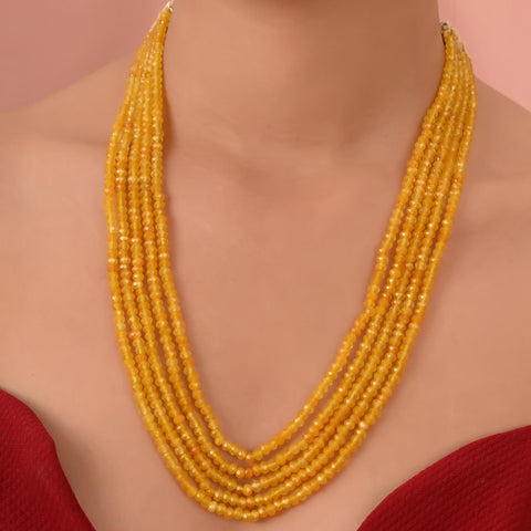 Semi-Precious Yellow Saphire Beads Necklace for Women