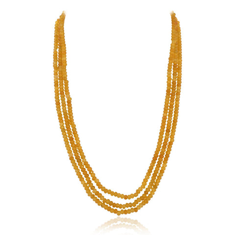 Semi-Precious Yellow Saphire Beads Necklace for Women