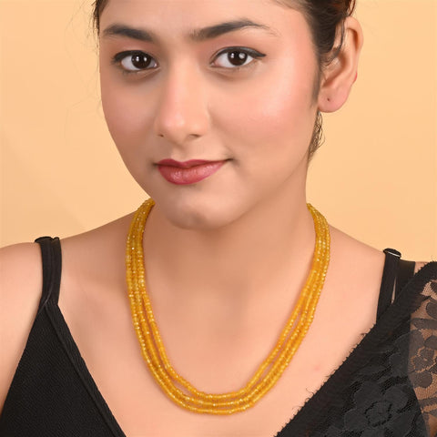 Semi-Precious Yellow Saphire Beads Necklace for Women
