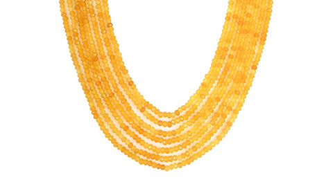 Semi-Precious Yellow Saphire Beads Necklace for Women