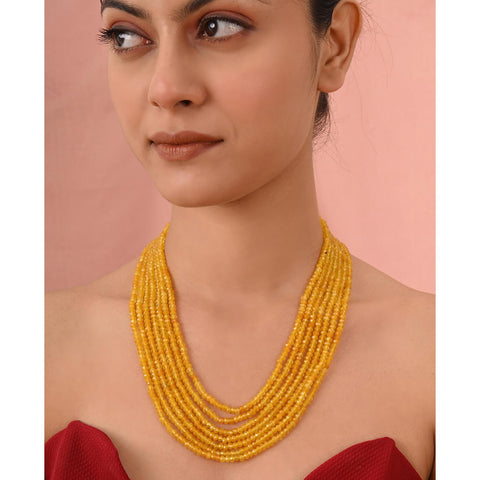 Semi-Precious Yellow Saphire Beads Necklace for Women