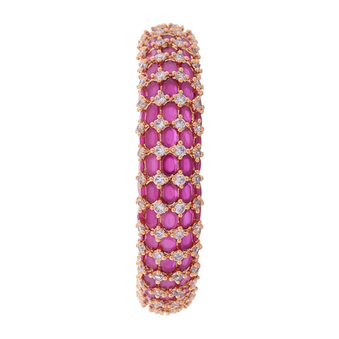 Gold Plated Red American Diamond CZ Heavy Bold Kada Bangle