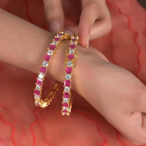 Gold Plated American Diamond CZ Openable Bangles