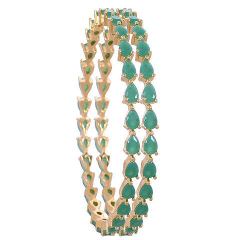 Gold Plated Pear CZ American Diamond Bangle