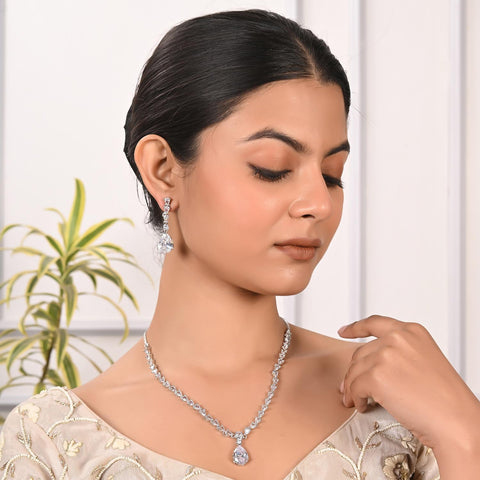 A Dazzling Statement Piece: Handmade CZ Necklace with Intricate Detailing