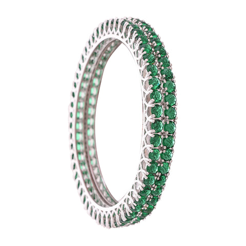 Silver-plated Green Hydro Round American Diamond CZ Bangle