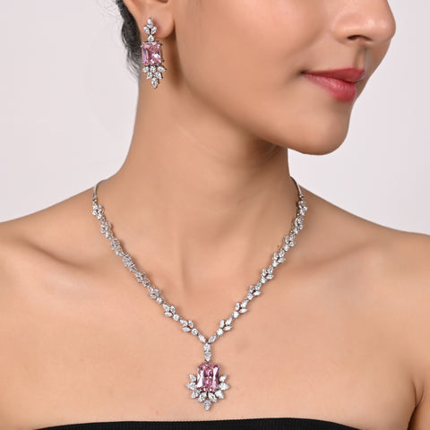 Elegant Handcrafted CZ Necklace Set - A Refined and Luxurious Look for Women