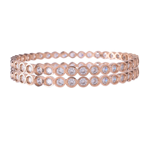 Rose Gold Plated White American Diamond CZ Sleek Bangle