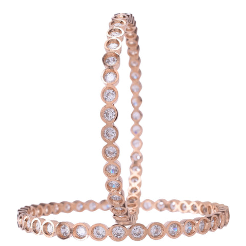 Rose Gold Plated White American Diamond CZ Sleek Bangle