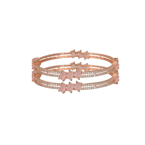 Pink American Diamond CZ Sleek Rose Gold Bangle
