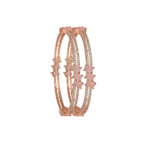 Pink American Diamond CZ Sleek Rose Gold Bangle