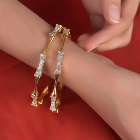 Gold Plated White CZ American Diamond Bangle